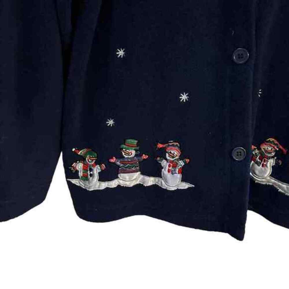 Premier Coat Womens 1X XL Navy Long Sleeve Christmas‎ Snowman Winter Coat - Picture 4 of 8